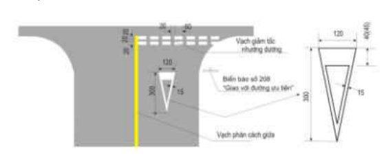 Hình G.49 - Vạch giảm tốc độ nhường đường – Mẫu 1