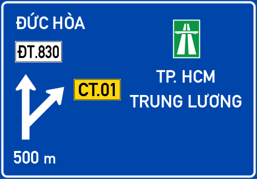 Biển IE.450a Sơ đồ, khoảng cách đến nút giao với đường dẫn vào đường cao tốc