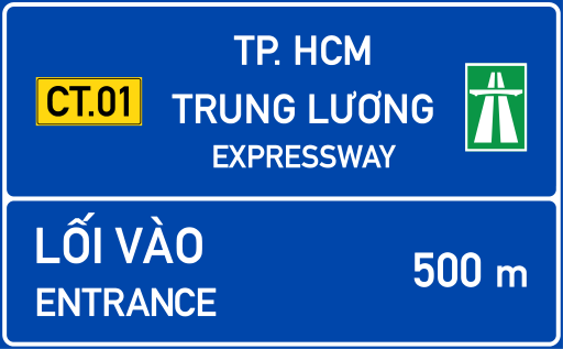Biển IE.451a Lối vào và khoảng cách đến lối vào đường cao tốc