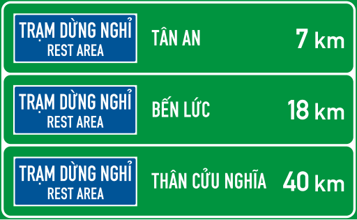 Biển IE.458 Khoảng cách đến các trạm dừng nghỉ tiếp theo