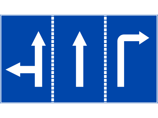 Biển R.411 Hướng đi trên mỗi làn đường phải theo